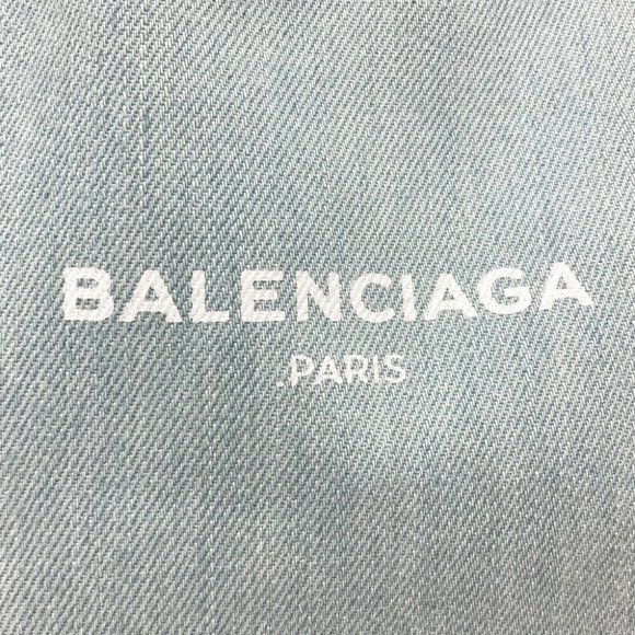 Authentic BALENCIAGA 339933 Logo print Navy Cabas S Hand Bag Tote Bag Light blue - Picture 8 of 12